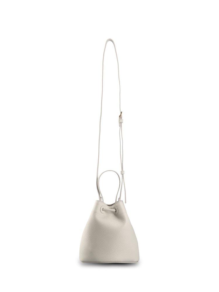 White Mini canvas and leather bucket bag, Burberry