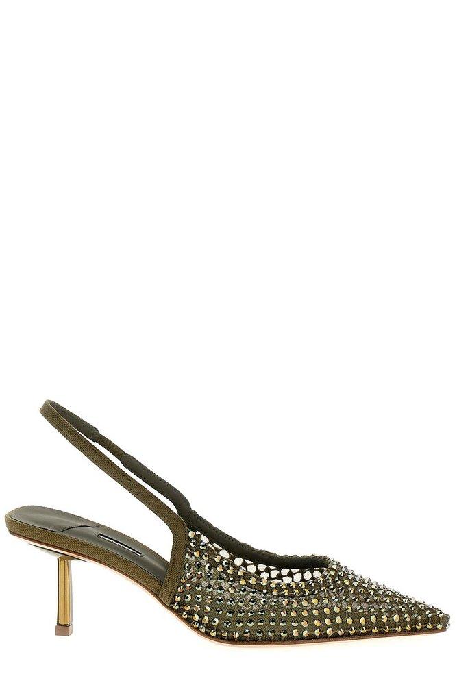 スリッポン LE SILLA 'Gilda' slingback Green Le Silla Gilda Embellished Slingback Pumps in Metallic | Lyst