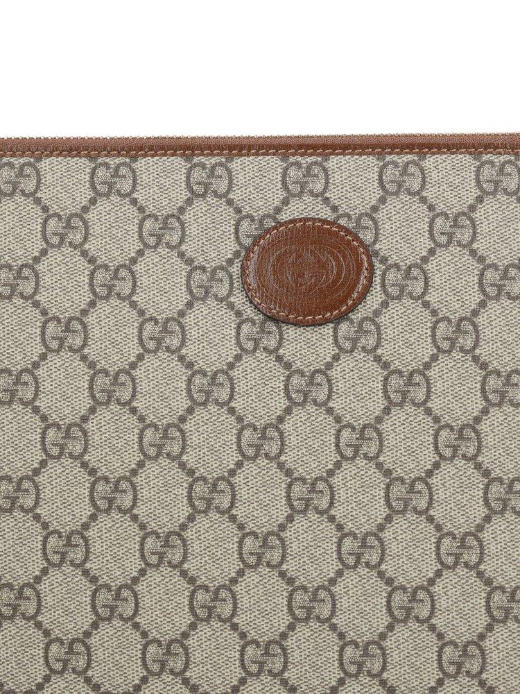 Gucci Logo Jacquard Zipped Clutch Bag in White for Men