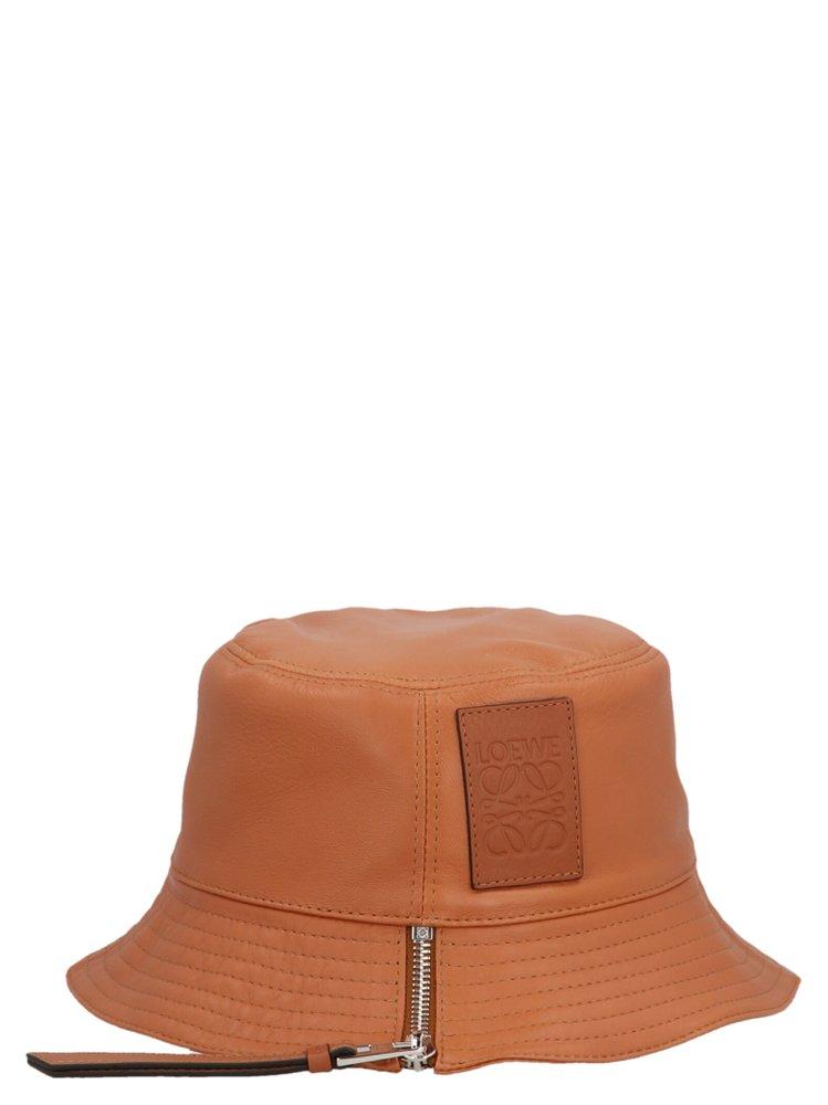 Loewe Logo Patch Zip Detailed Fisherman Bucket Hat in Brown | Lyst