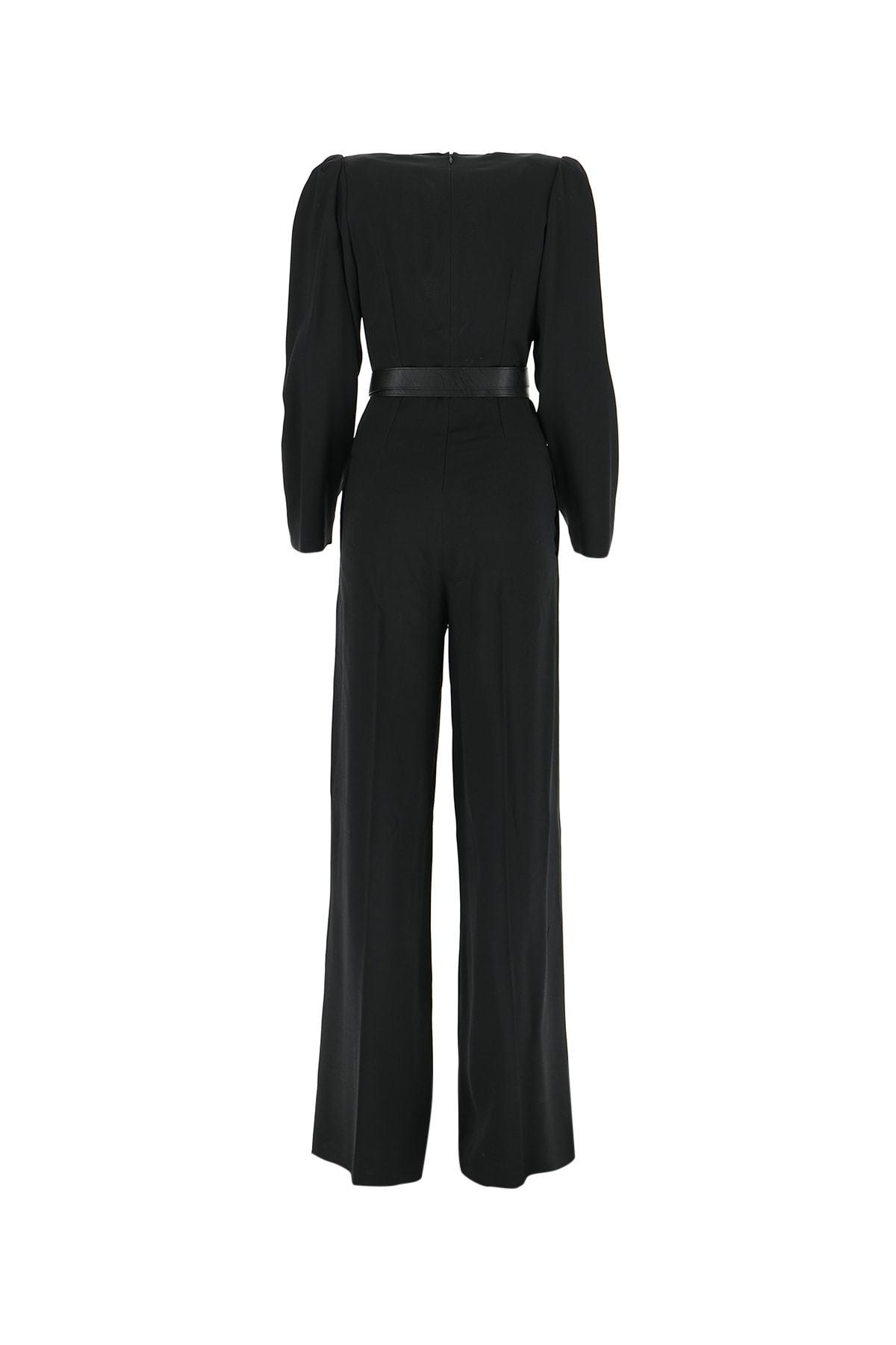 Stella McCartney Synthetic Deep V-neck Jumpsuit in Black - Lyst