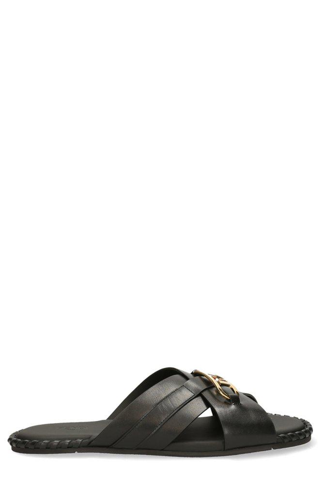 Fendi O'lock Motif Sandals in Black for Men | Lyst
