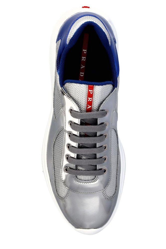 Prada technical mesh and leather outlet sneakers