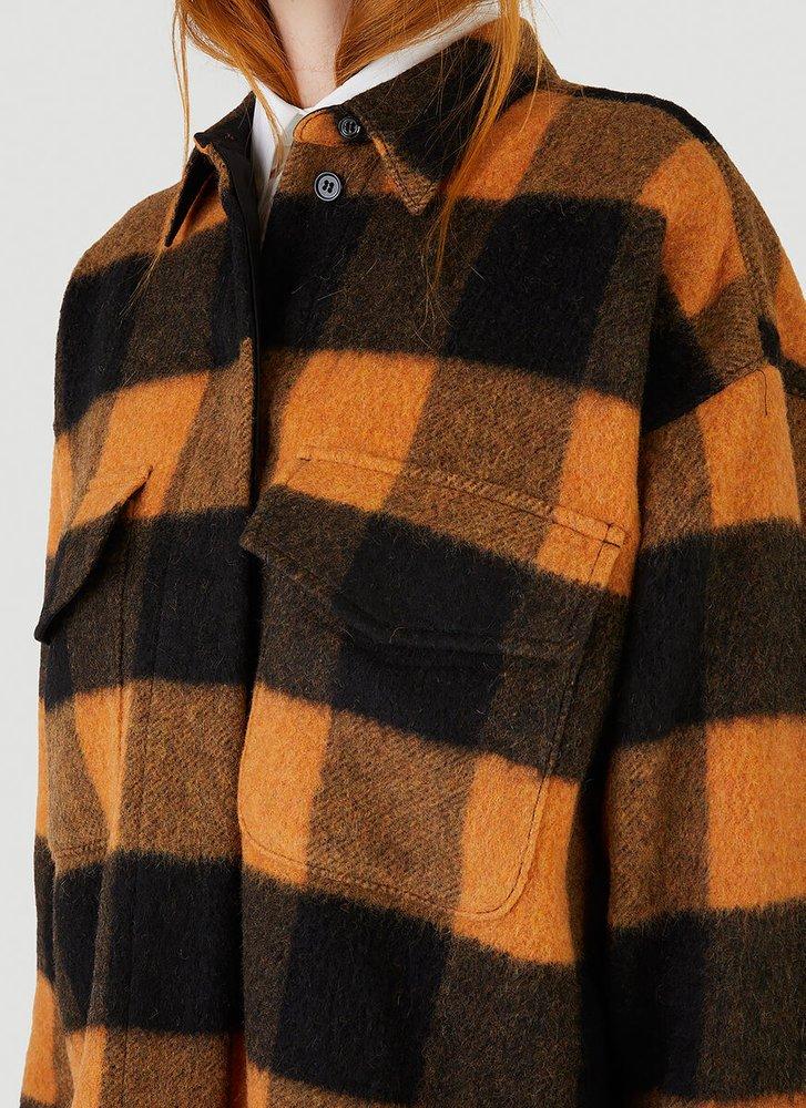 MM6 by Maison Martin Margiela Checked Wool-blend Shirt Jacket in Black Womens Jackets MM6 by Maison Martin Margiela Jackets Orange 