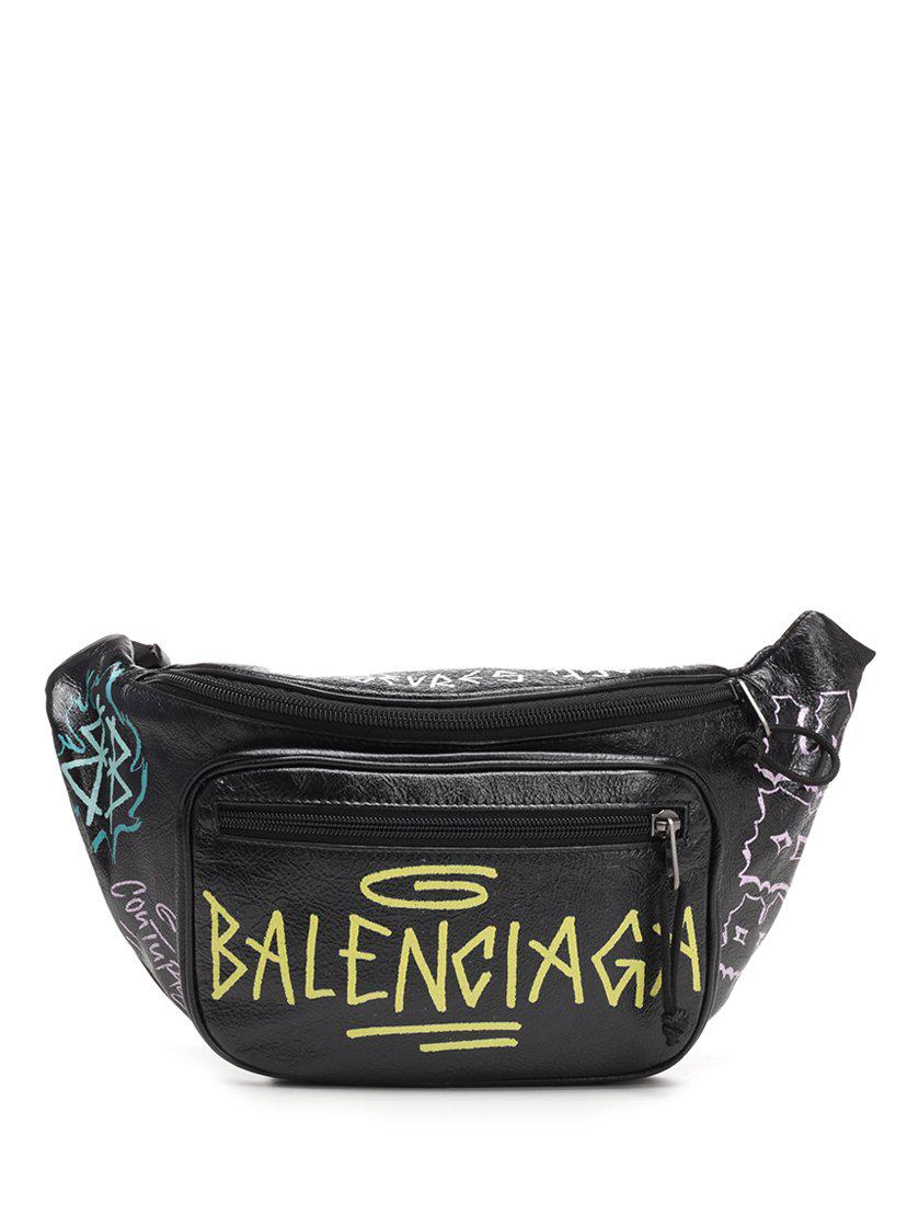 Balenciaga Graffiti Belt Bag in Black for Men | Lyst