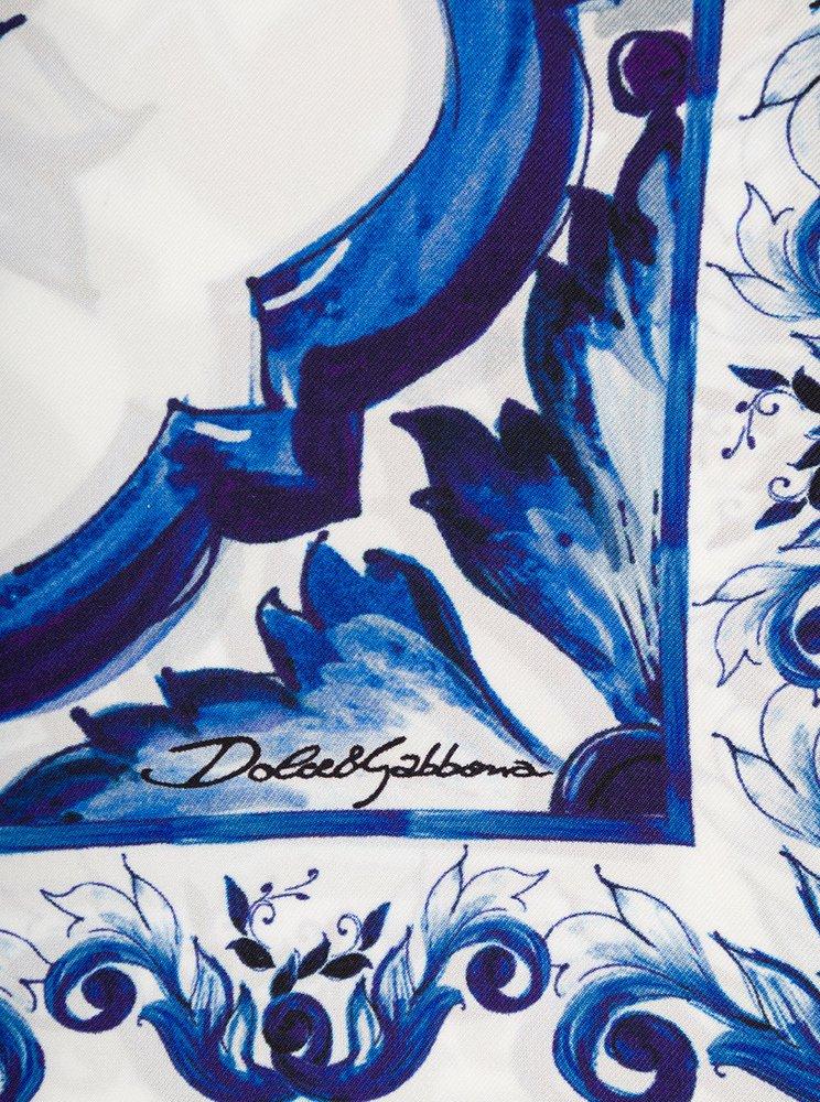 Dolce & Gabbana Majolica Print Scarf in Blue