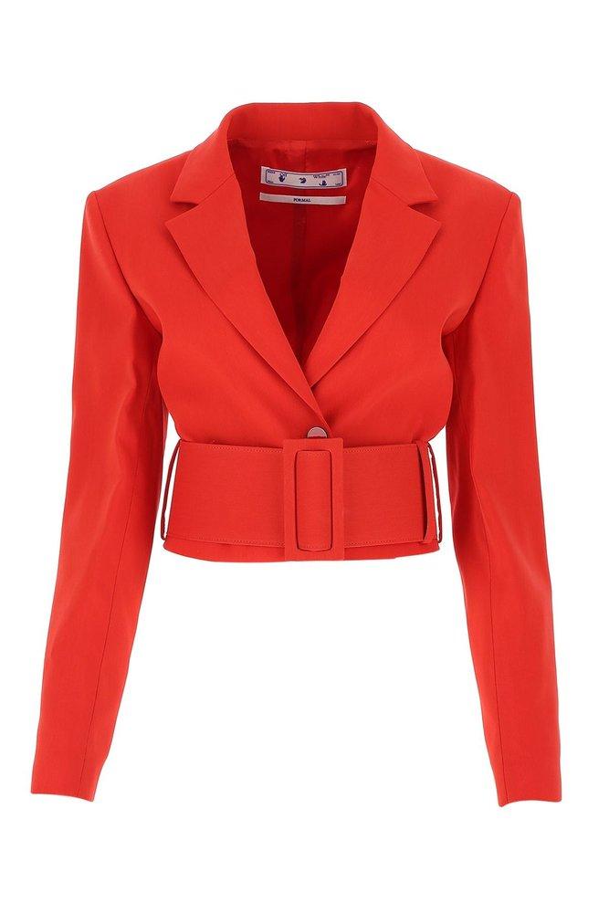 Off-White c/o Virgil Abloh Belted Cropped Blazer in Red | Lyst