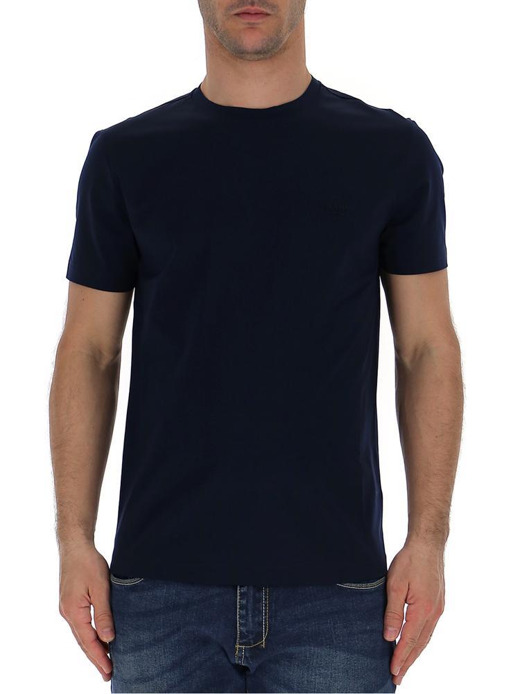 Prada Cotton Logo Embroidered T-shirt in Navy (Blue) for Men - Lyst