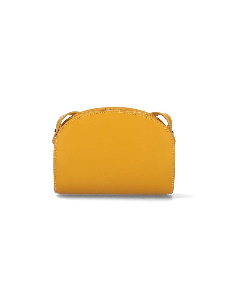 Demi Lune Mini Leather Shoulder Bag in Gold - A P C
