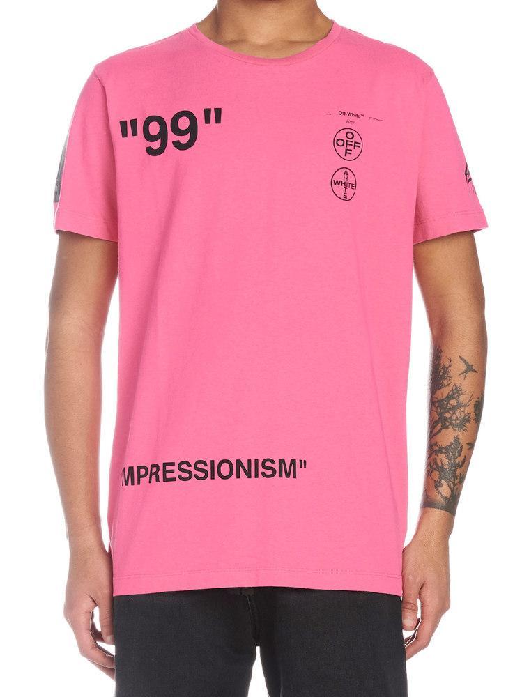Off-White c/o Virgil Abloh Cotton Boat Slim T-shirt in Pink for Men - Lyst