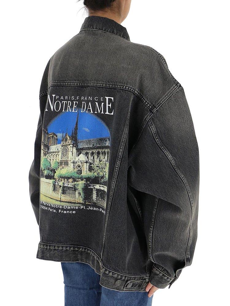 Balenciaga Notre Dame Oversized Denim Jacket in Gray | Lyst