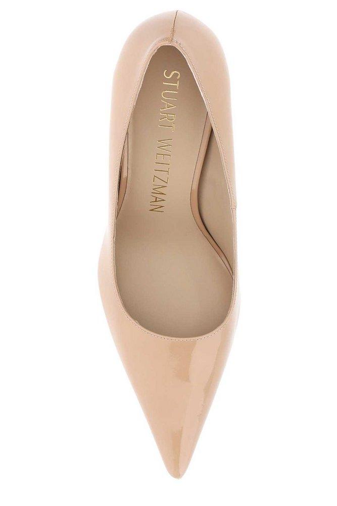 Stuart Weitzman Pointed Toe Slip-on Pumps in Natural | Lyst UK