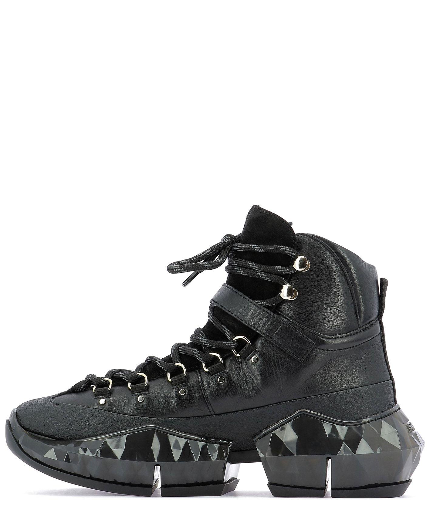Jimmy Choo Diamond Hike/f Leather & Suede Hiking Boot in Black | Lyst