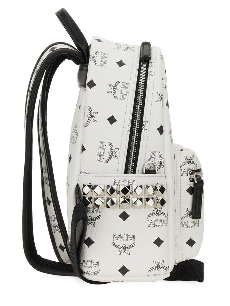 MCM Stark Side Studs Zipped Backpack in White Lyst UK