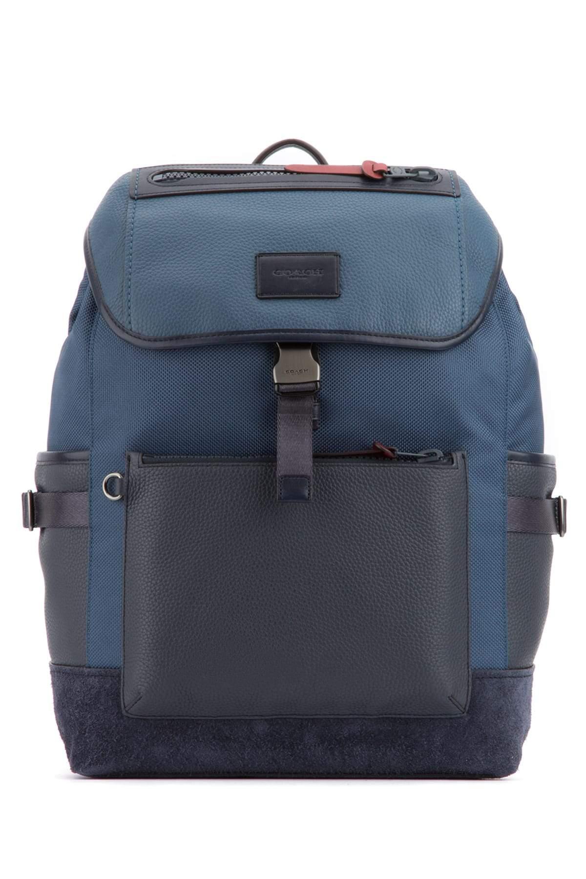 COACH Leather Manhattan Buckled Backpack in Blue for Men Lyst