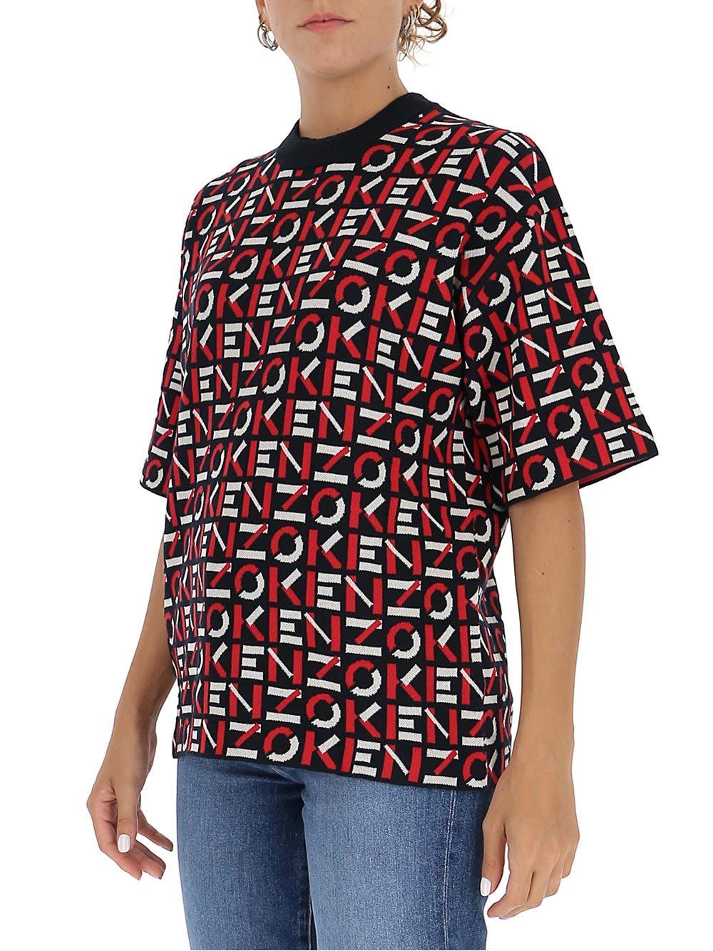 KENZO Synthetic Allover Logo T-shirt in Red | Lyst