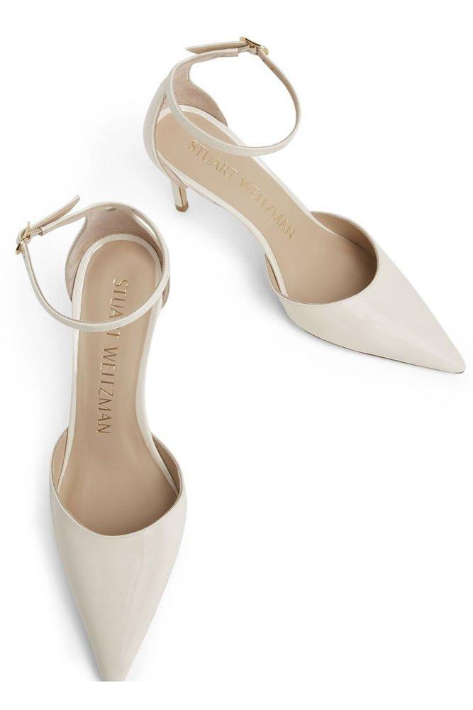 Stuart Weitzman Stuart 85 Strap Pump in Metallic Lyst UK