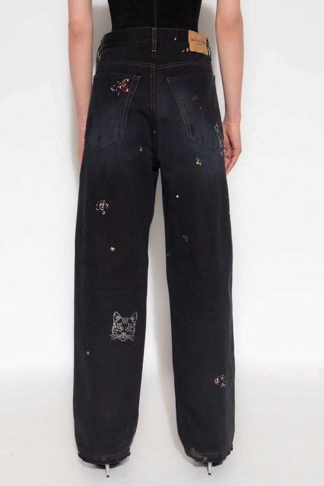 Balenciaga Vintage-effect High-waisted Jeans in Blue | Lyst