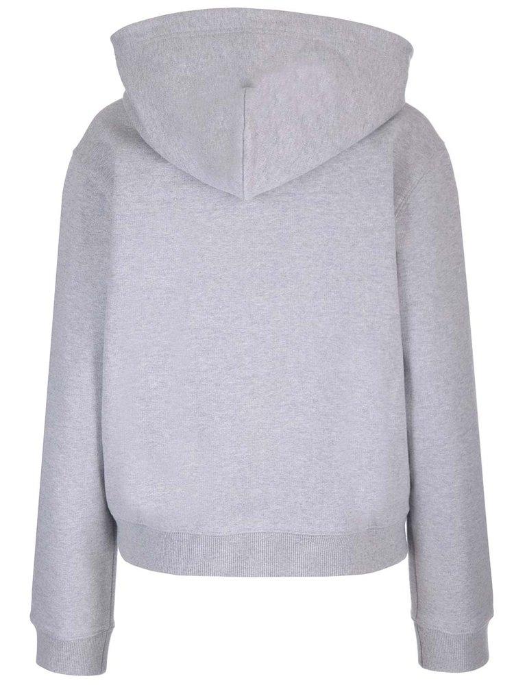 Miu Miu Logo Detailed Zipped Hoodie in Grey | Lyst Canada