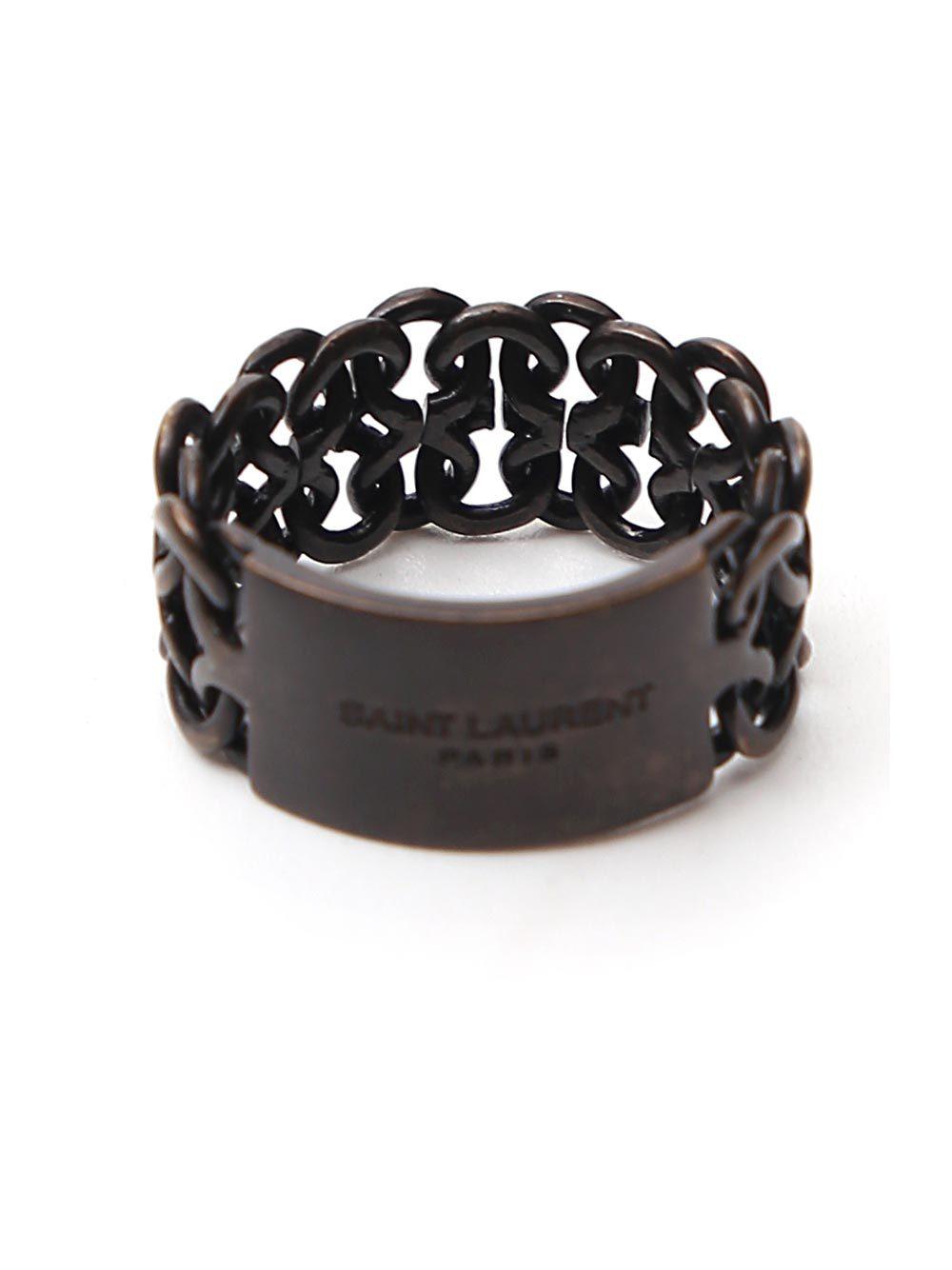 Saint Laurent Logo Chain Ring in Black for Men Lyst