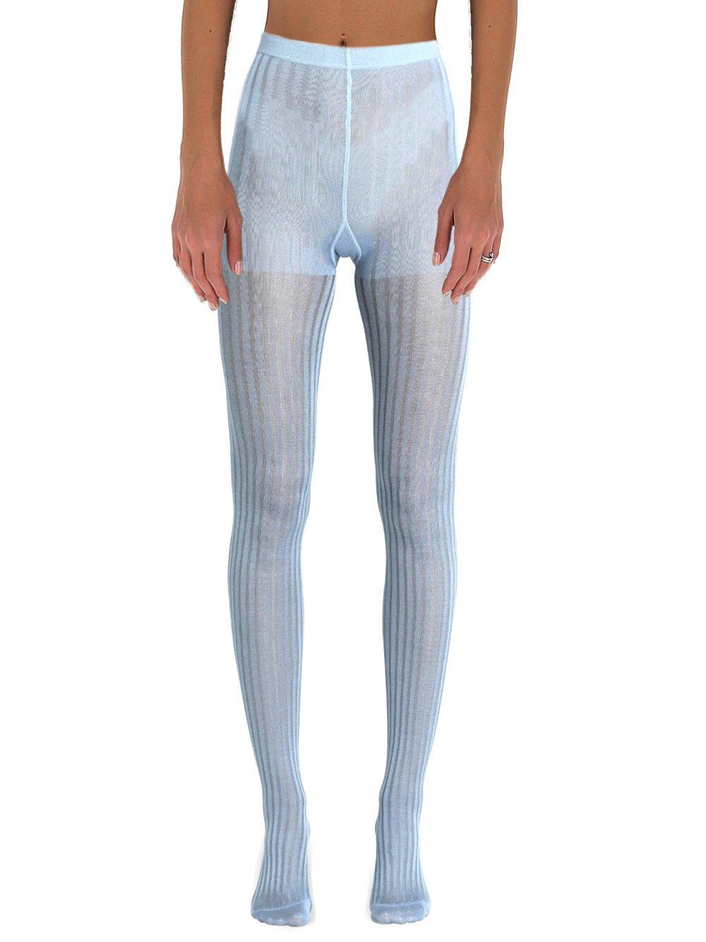 Prada Ribbed Tights in Blue | Lyst