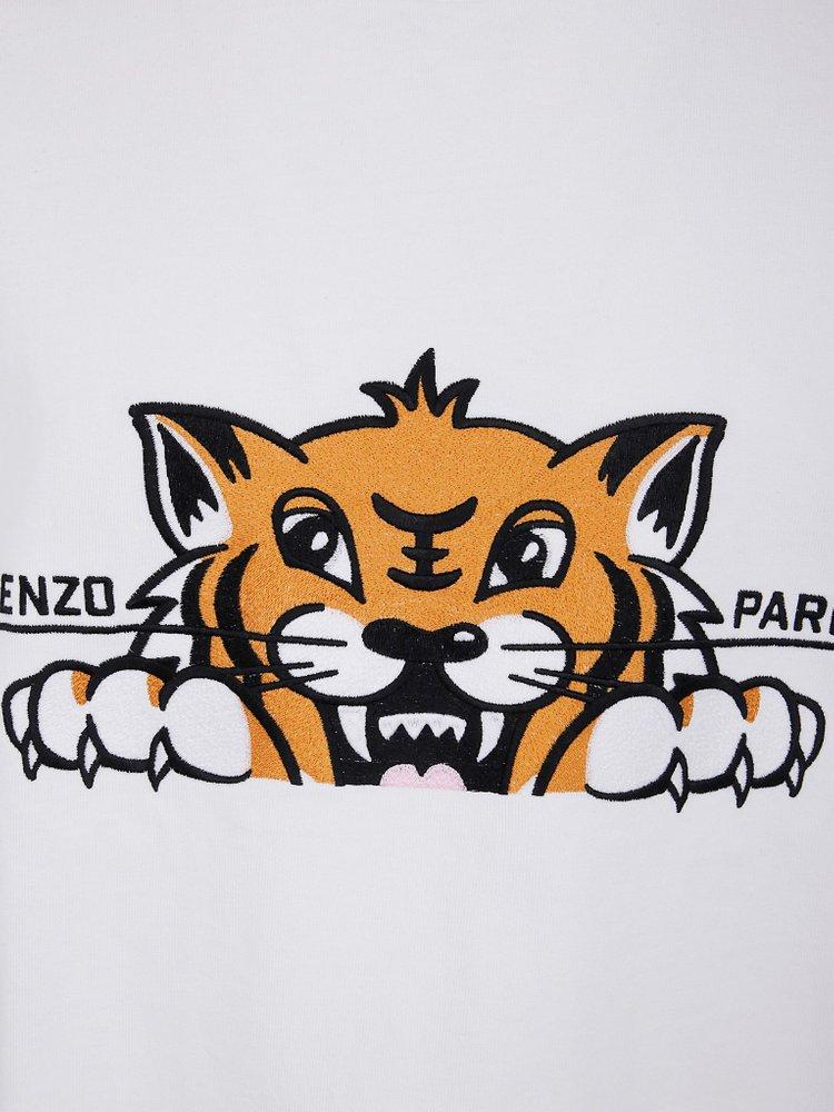 KENZO Gots Happy Tiger Crewneck T-Shirt in White for Men | Lyst