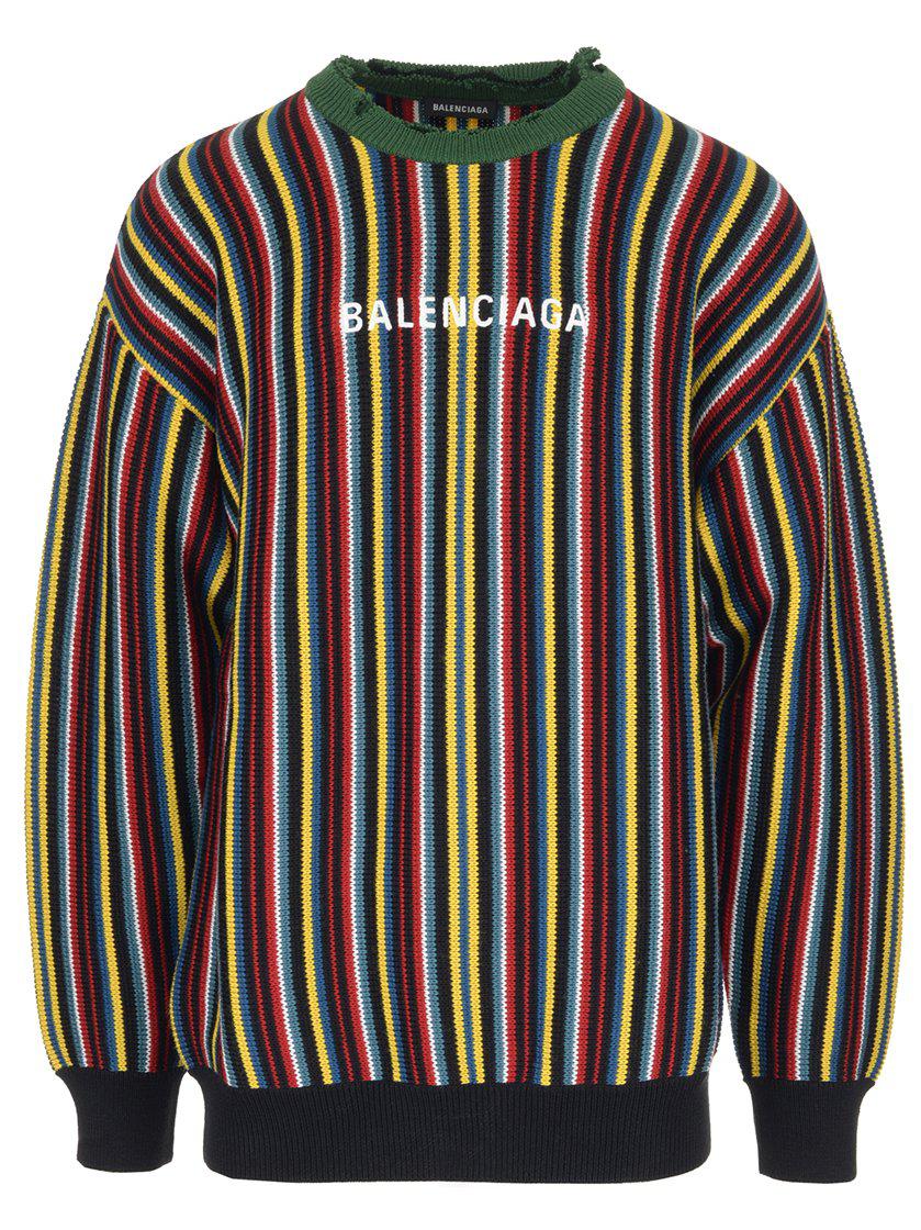 balenciaga distressed striped sweater