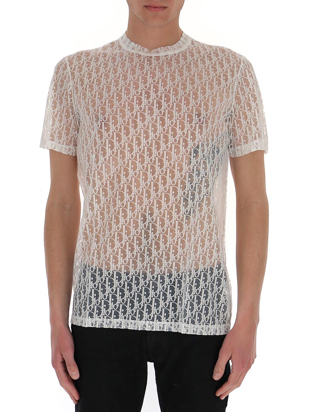 Vervallen Eenvoud Verdorie Dior Oblique Sheer T-shirt in White for Men | Lyst
