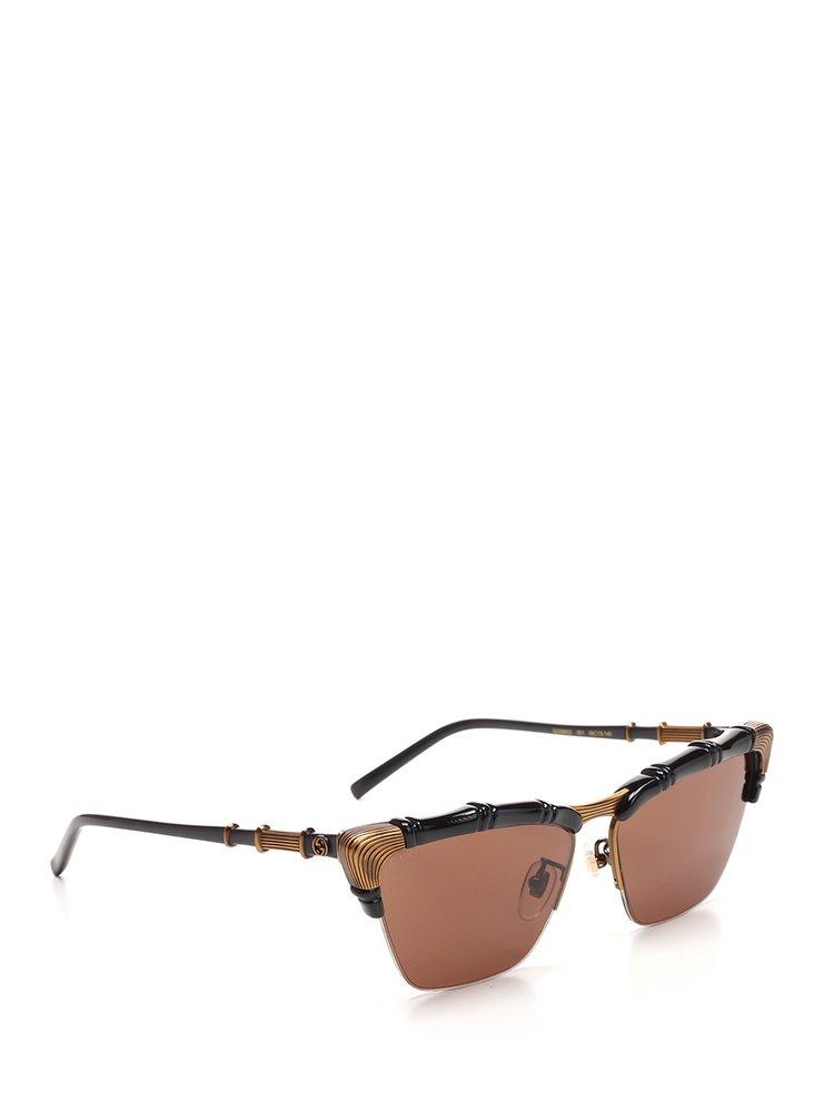 Gucci Bamboo Effect Cat Eye Sunglasses in Black | Lyst