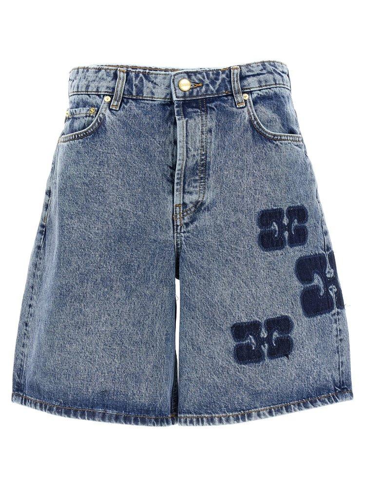 ☆GANNI☆BUTTERFLY LOGO DENIM SHORTS PANTS 正規品 GANNI Butterfly-Embroidered Organic-Denim Shorts | endource