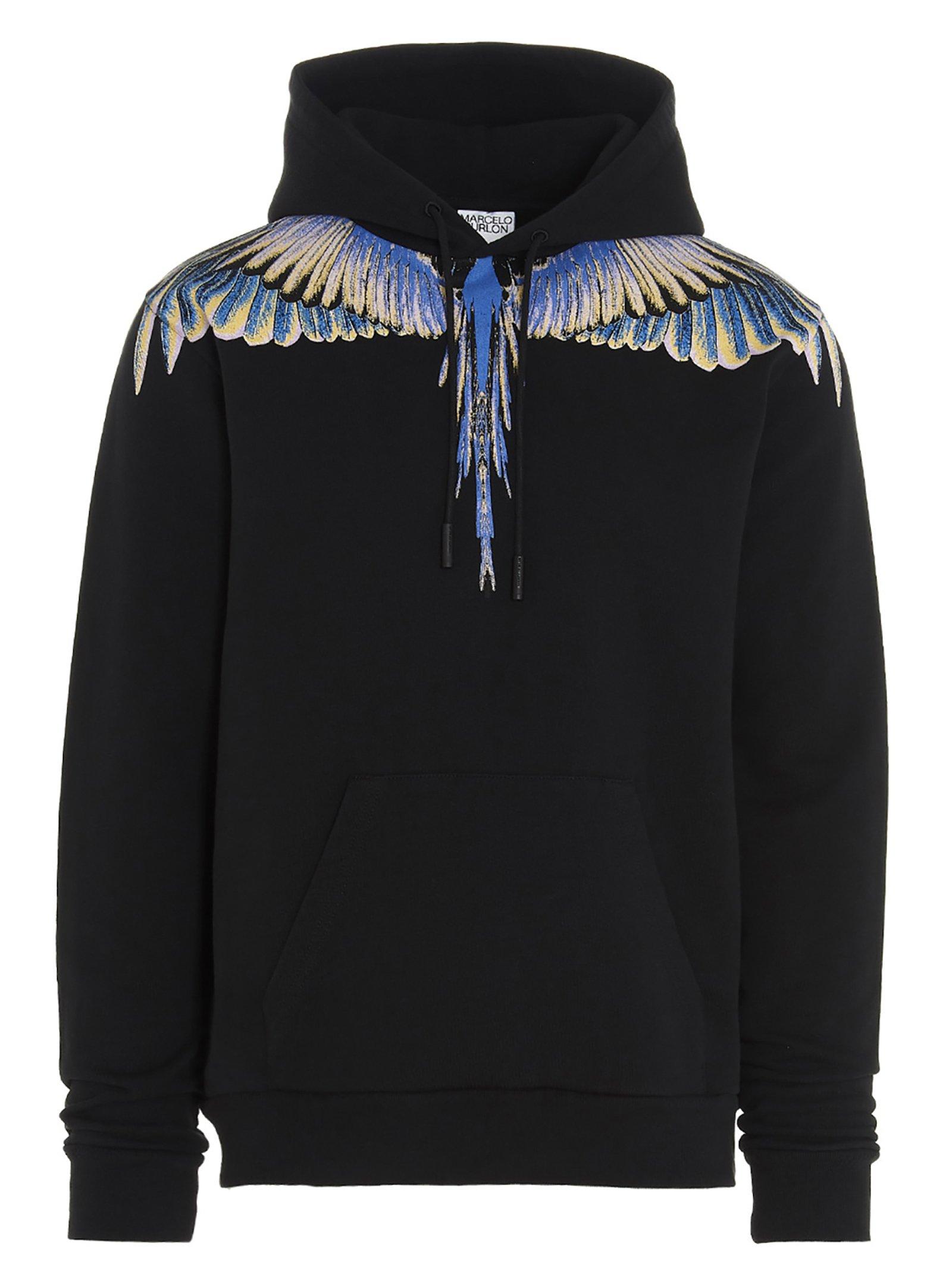 Marcelo Burlon Cotton Wings Hoodie in Black for Men - Lyst