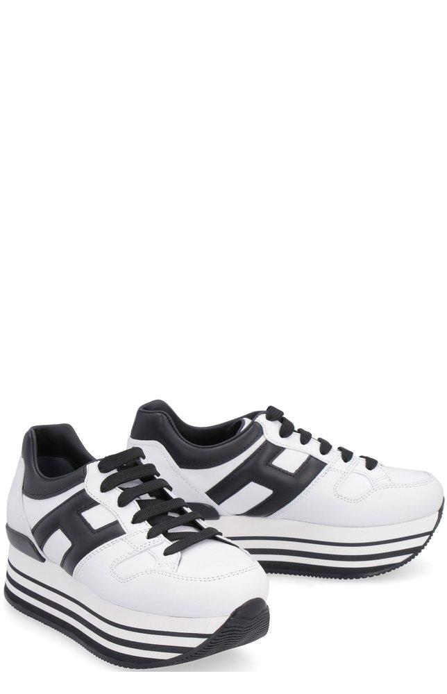 Hogan Leather Platform Sneakers in White | Lyst