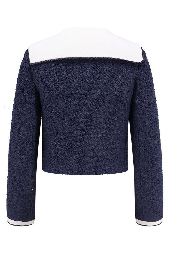 Self-Portrait Boucle Contrast Collar Jacket in Blue | Lyst
