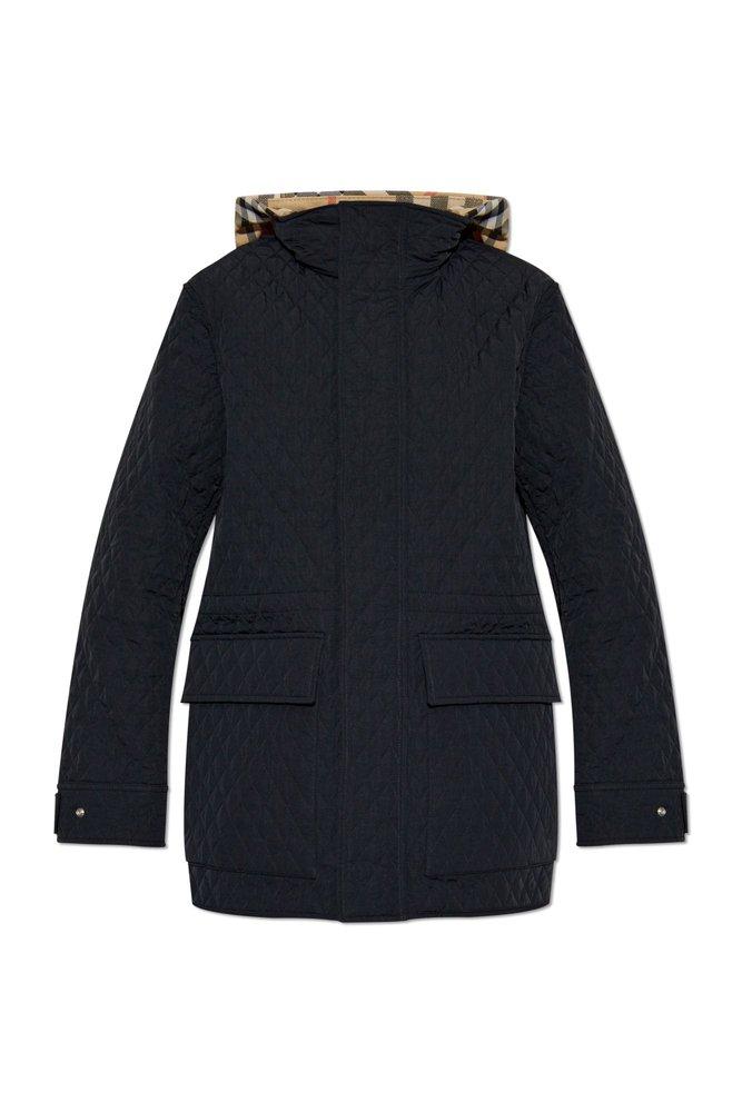 Burberry Quilted Jacket With Hood in Blue Lyst