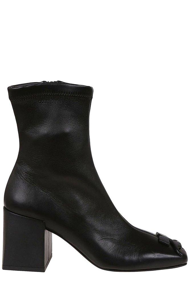 Courreges Heritage Square Toe Ankle Boots in Black | Lyst