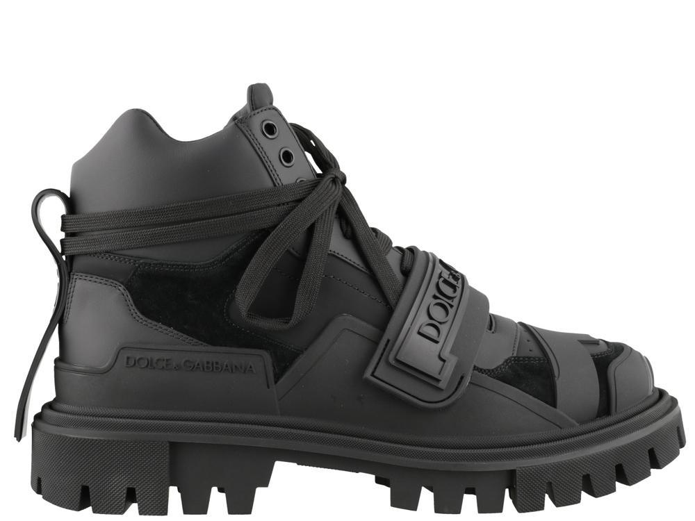 Dolce & Gabbana Logo Strap Trekking Boots in Black for Men | Lyst