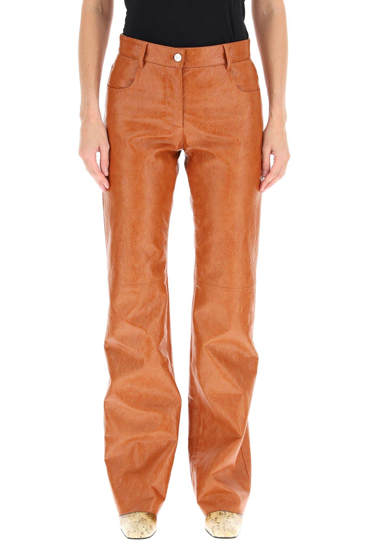 MSGM Grained Faux Leather Trousers in Brown - Save 19% - Lyst