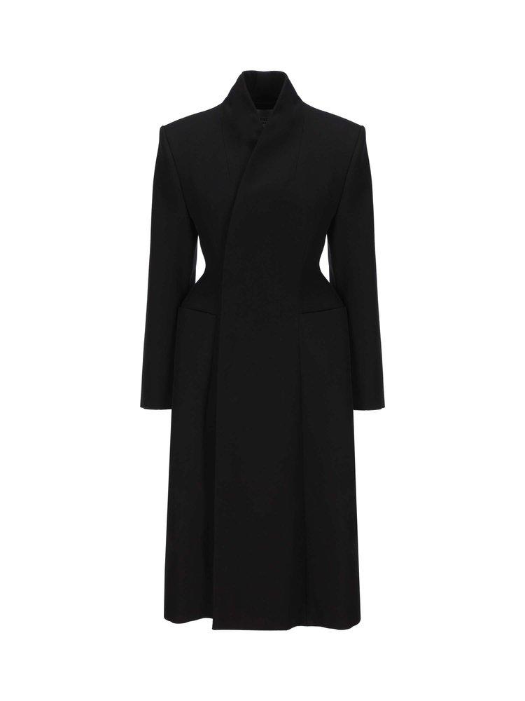 Balenciaga Flared High Neck Hourglass Coat in Black | Lyst