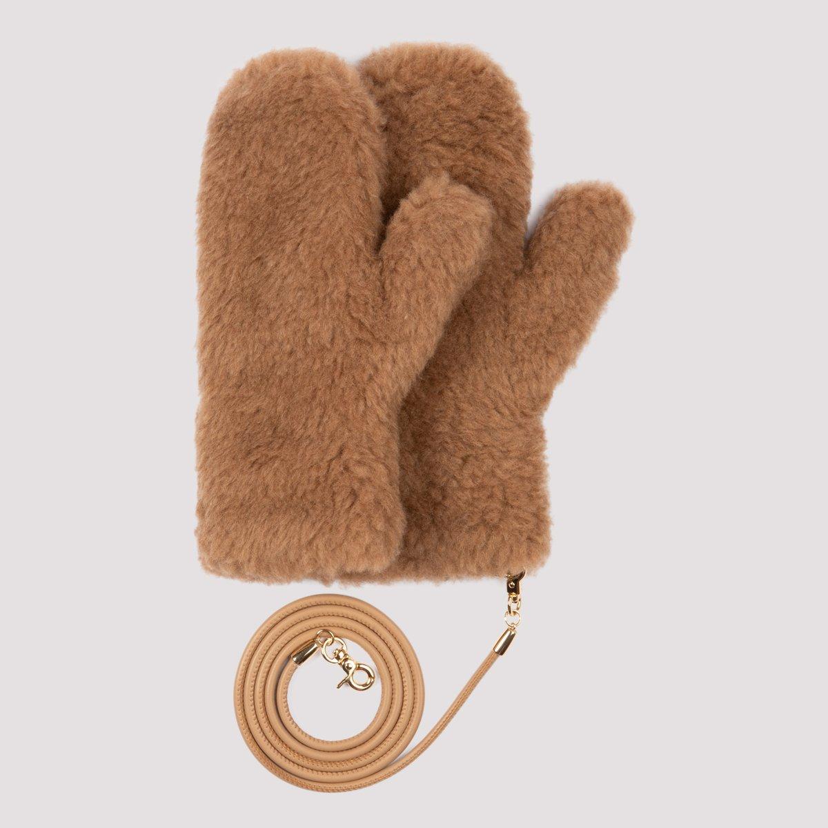 Max Mara Wool Teddy Gloves in Brown - Lyst