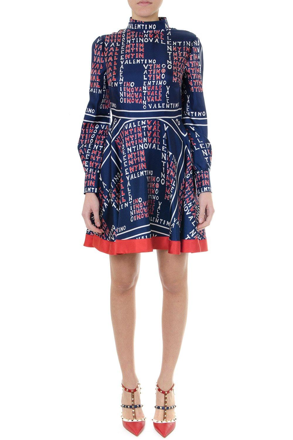 Logo-print Silk-twill Mini Dress ...