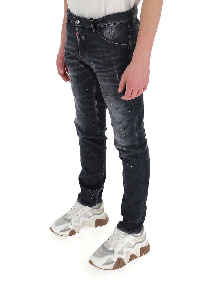 DSquared² Paint Splatter Effect Jeans in Black for Men | Lyst