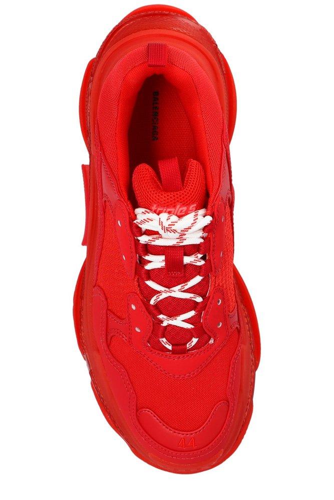 Balenciaga Triple S Clear-sole Chunky Sneakers in Red for Men | Lyst