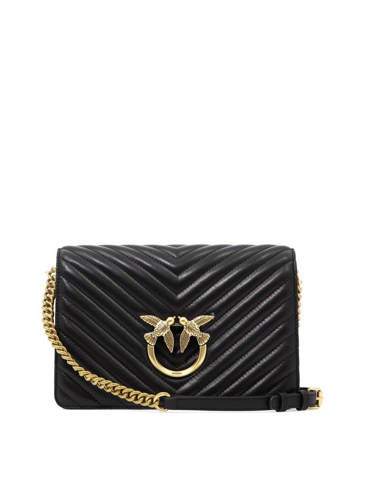 Pinko Classic Click V-quilted Strapped Love Bag in Black | Lyst