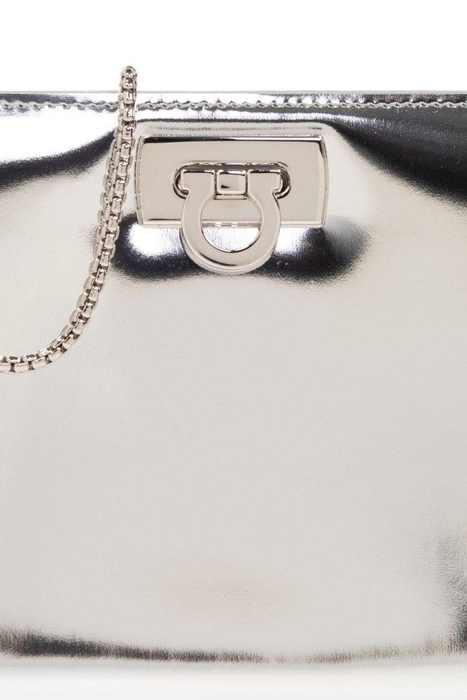 Ferragamo Diana Mini Chain Clutch Bag in Metallic Lyst