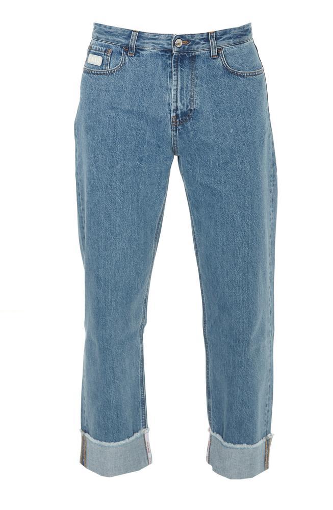 Gcds Denim Folded Cuff Wide Leg Jeans in Blue for Men Lyst