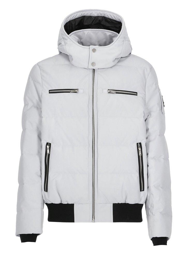 Bershka padded puffer jacket with hood in reflective gray
