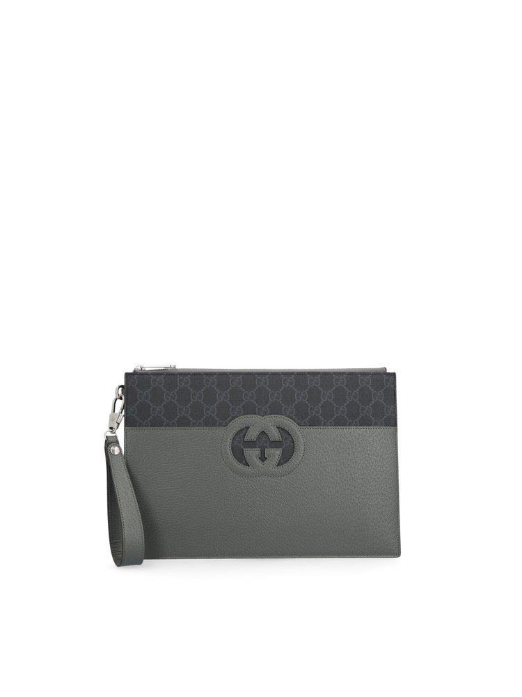 Gucci GG Zipped Clutch Bag in Gray for Men | Lyst