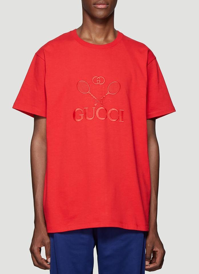 Gucci Cotton Tennis Logo T-shirt in Red for Men - Lyst