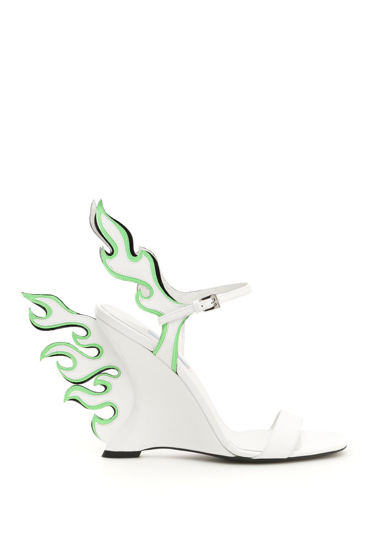 prada flame heels white
