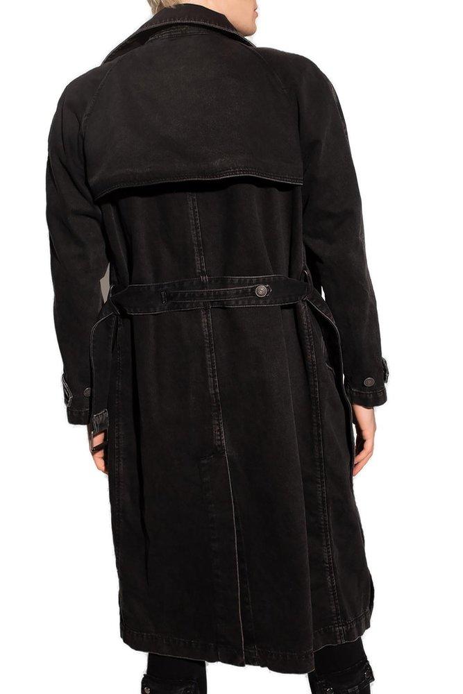 DIESEL Denim Trench Coat in Black for Men | Lyst